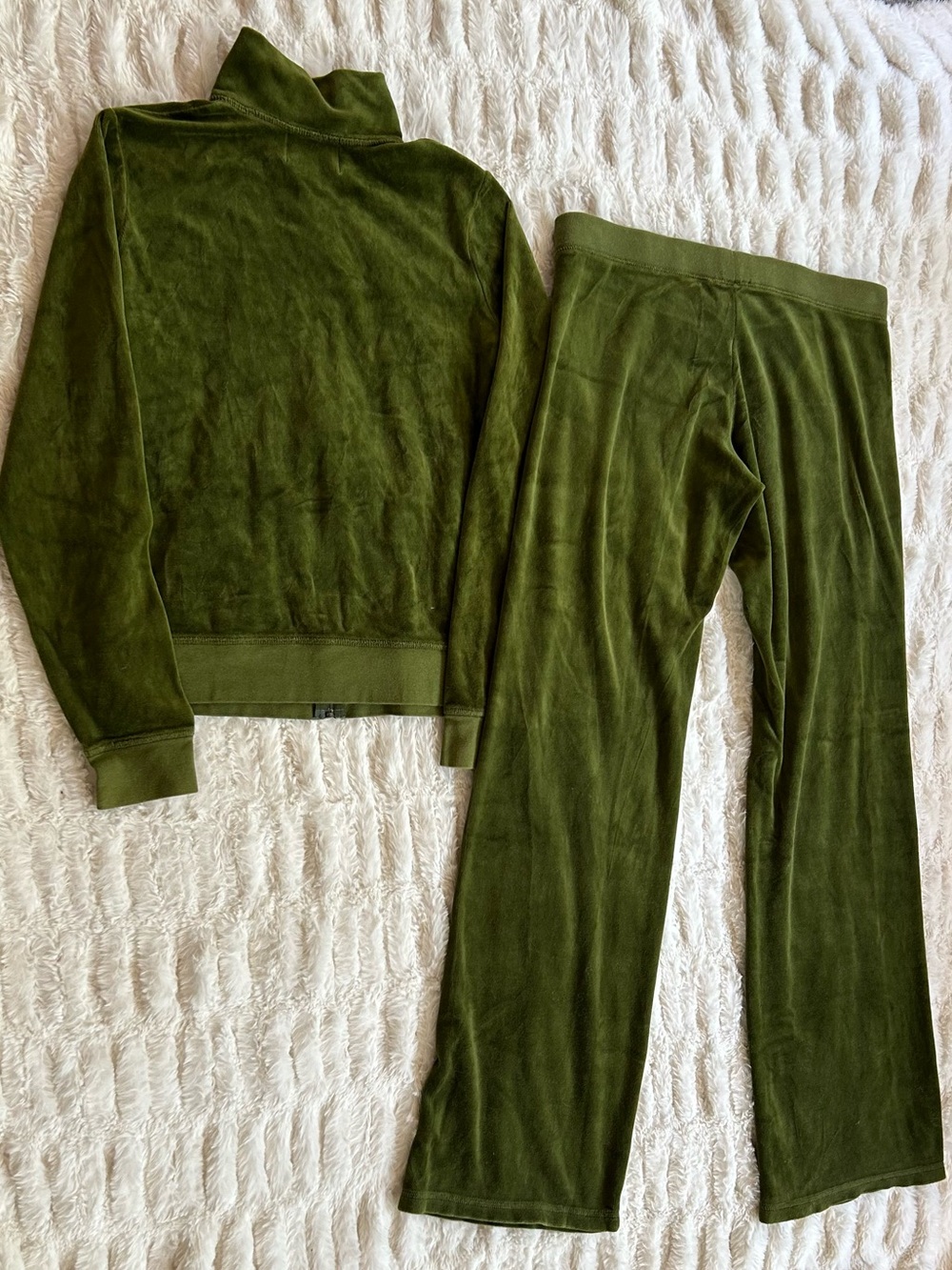 Y2K Vintage Juicy Couture Velour Tracksuit Set Made in USA Green - Picture 12 of 13